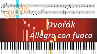 Dvorak - Allegro Con Fuoco, From The New World Symphony Easy Piano Tutorial Slow