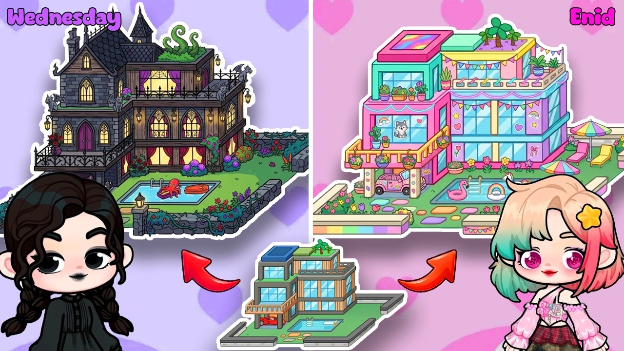 Game World WEDNESDAY VS ENID ✨House Maker | Game World House Ideas