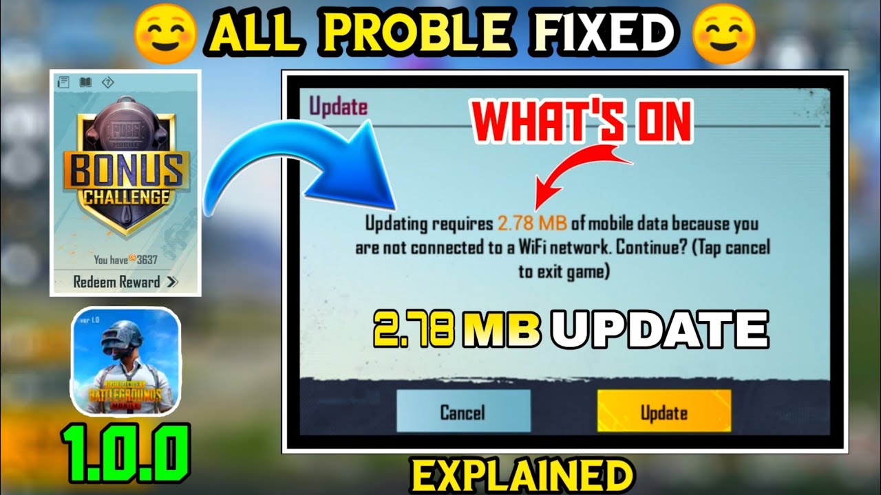WHY BONUS CHALLENGE OPTION NOT SHOWING IN PUBG MOBILE EXPLAINED | PUBG 2.78 MB NEW UPDATE EXPLAINED