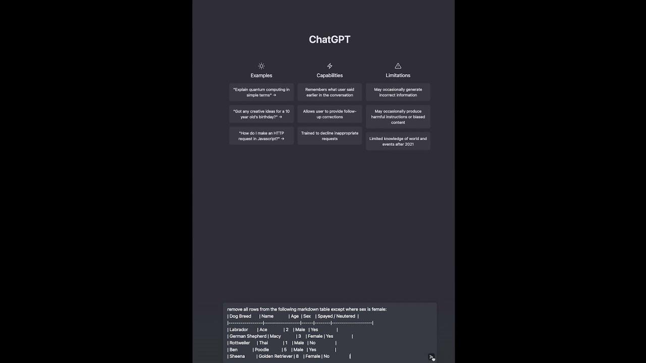 Chat GPT Tips for Programmers (Markdown Tables) #chatgpt #programming ...