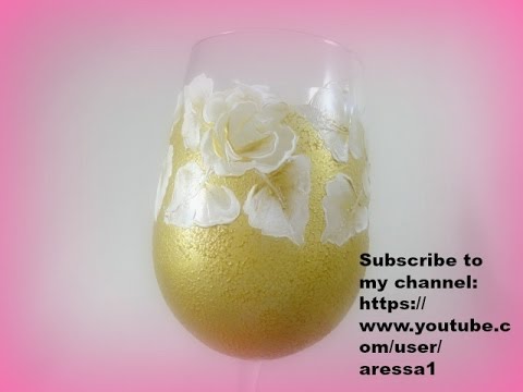 White and Gold Rose Wine Glass Video