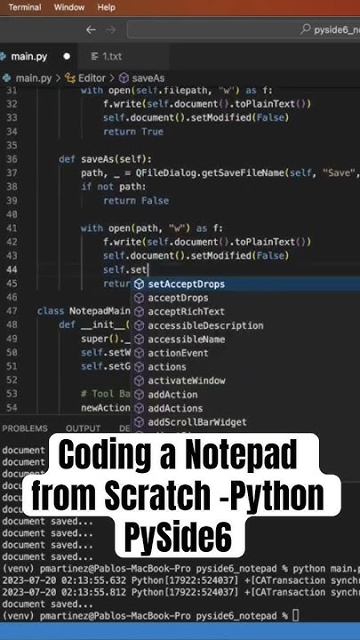 Coding a Notepad from scratch - Python PySide6 #python #code #coding # ...