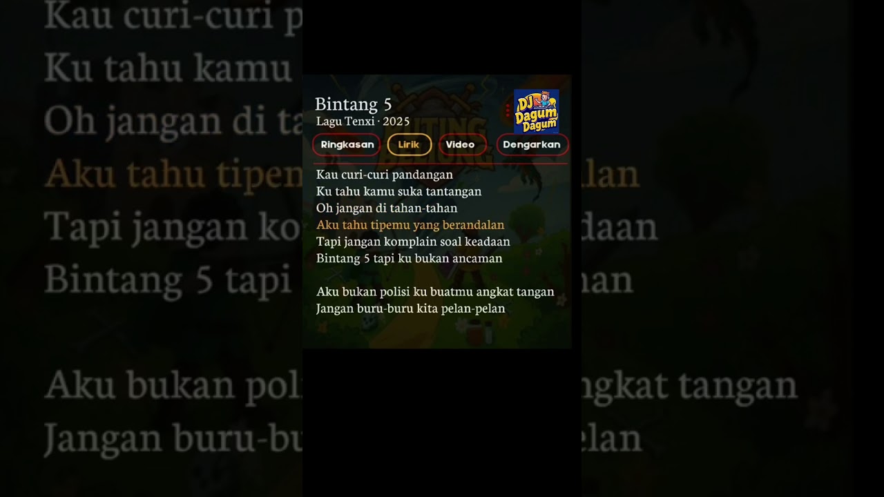 Lirik Viral Tiktok. Bintang 5 Kau Curi Curi Pandangan 