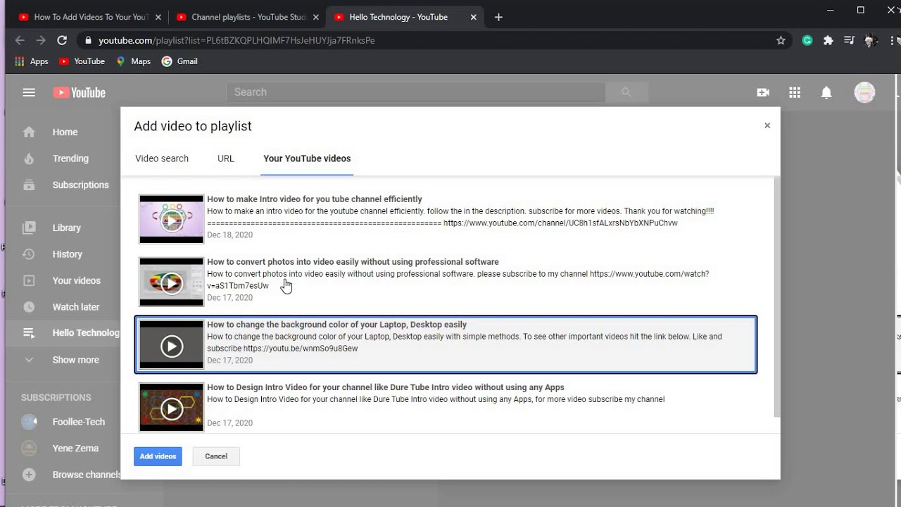 How to Add Existing YouTube Videos to Playlist Part_2_2020 - YouTube