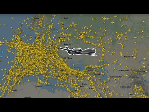 Rusia vs The US Air Force Northrop Grumman RQ-4 Global Hawk FORTE12 UAV is leaving Ukraine airspace.