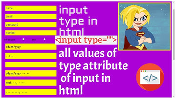 Input Type Values in HTML | All Values of "type" Attribute of Input Tag in HTML | Input Tag in HTML