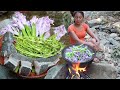 Catch and Cook Fish soup with Water lily for Lunch food ideas - Food my village Ep 8