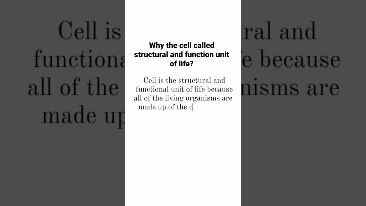 Why The Cell Called Structural And Functional Unit Of Life Class 9th Chapter 5