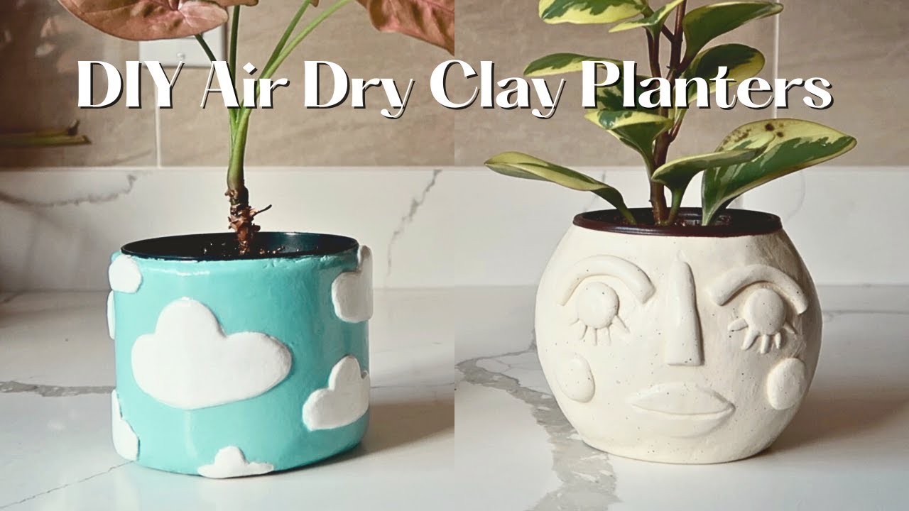 DIY AIR DRY CLAY PLANTERS (full tutorial)