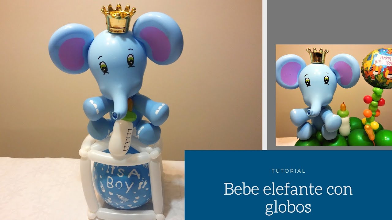 ▷ Elefante rosada con globos para baby shower