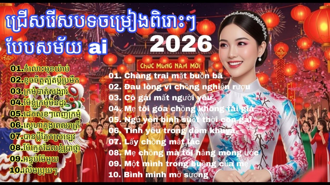 🇰🇭🇻🇳  Khmer–Vietnam Best Romvong Khmer Songs Khmer–Vietnam Love Songs Dance 2026 💃 Romvong Cover AI