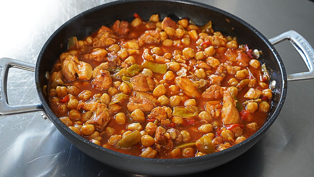 GARBANZOS CON POLLO Y VERDURAS. FÁCIL Y SUCULENTO