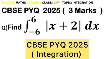 Q) Integration ∫ (−6) to 6 ) |𝑥+2|  𝑑𝑥 #class12#cbse #maths  #integration #smartcl cbse2026 # cbse