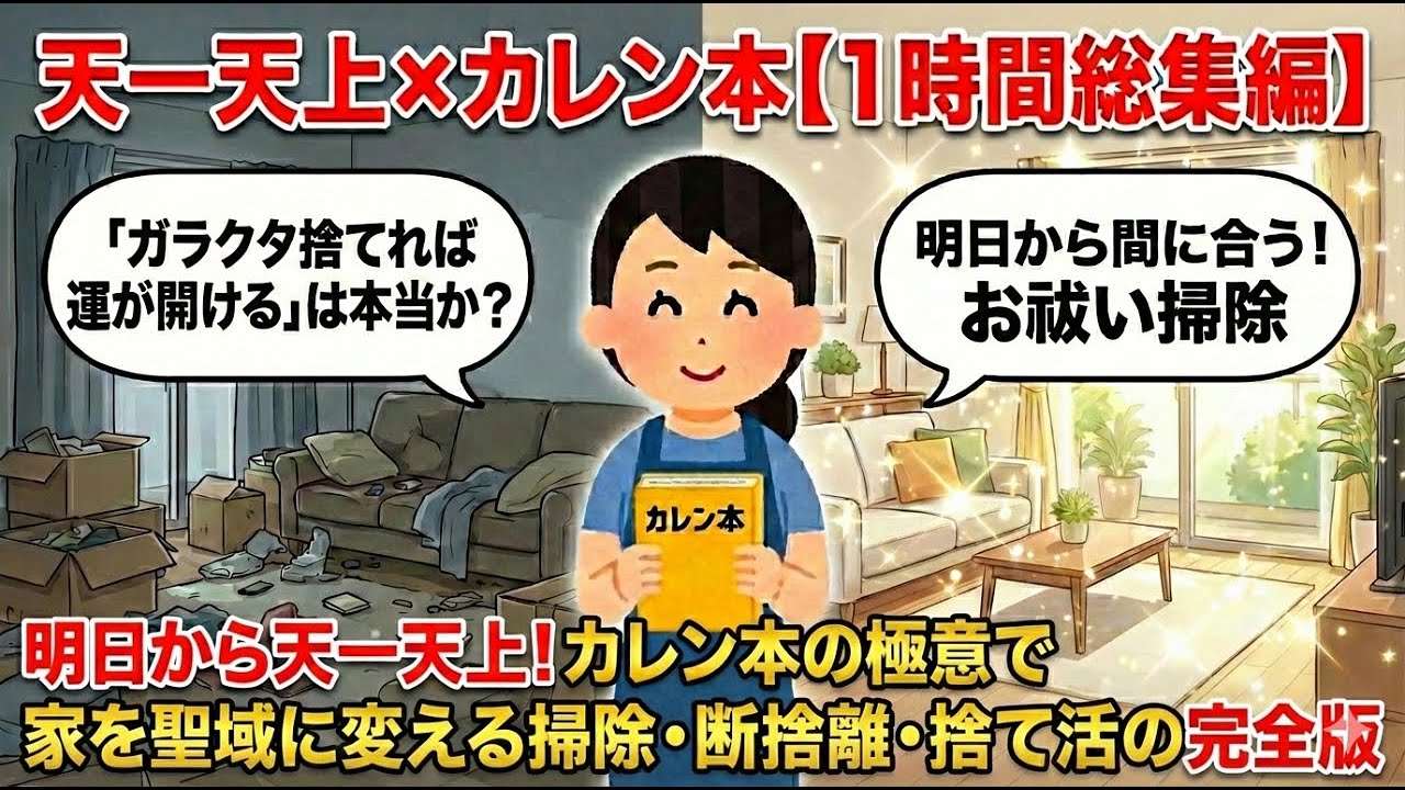 2ch掃除まとめ‼【1時間総集編】明後日から天一天上！カレン本の極意で家を聖域に変える掃除・断捨離・捨て活の完全版｜ガラクタ捨てて運を呼び込む!?【有益】