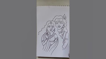 Quick simple and easy drawing of Radha Krishna/ How to draw Radha Krishna outline sketch
