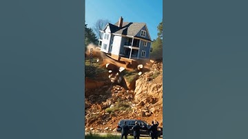 The Moment a 3-Story House Collapsed into the Cliff! 😱 Landslide Caught on Camera” #shorts
