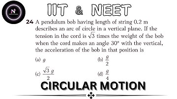 A pendulum bob having length of string 0.2 m describes an arc of circle in a vertical plane. #iit