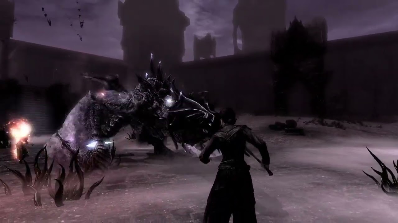 Skyrim Battles - Krosulhah, Kruziikrel, Miraak, Relonikiv & Sahrotaar vs Volkihar Clan 2/2