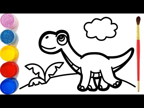 Vẽ và tô màu khủng long dễ thương | Dạy bé vẽ | Dạy bé tô màu | Dinosaurus Halaman Mewarnai