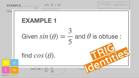 How to Find cosθ Given sinθ = 3/5 and θ is Obtuse, using the Pythagorean Identity #ibmath #ibmaths