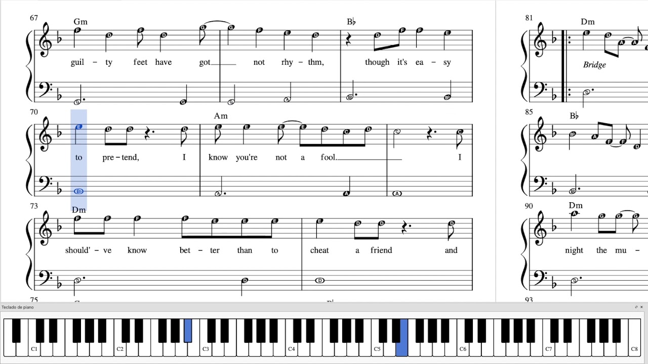 Careless Whisper - Easy Piano Sheet Music - Partitura Piano Fácil - George  Michael - YouTube