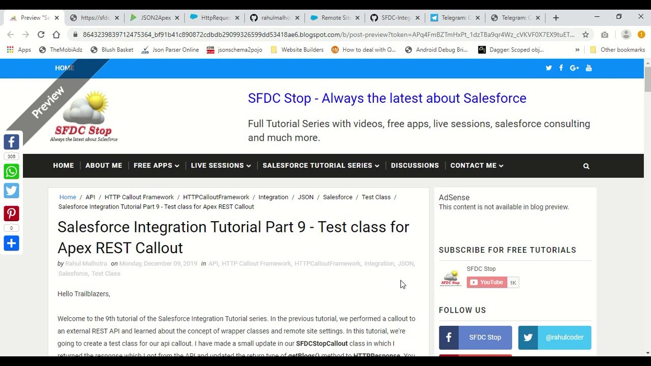 Salesforce Integration Tutorial Part 21  Test class for Apex REST Callout