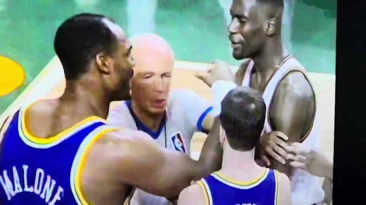 Tensions boiling between Shawn Kemp and Karl Malone- 1996 WCF Game 7