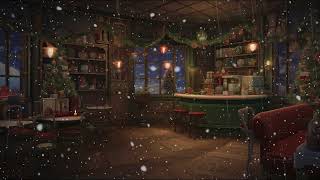 Cozy Christmas Coffee Shop Ambience? Icy Howling Wind Sounds for Sleeping, Relaxing and Studying 5H