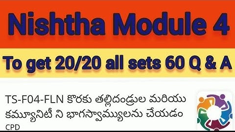 Nishta Module 4 quiz question and answers FLN MODULE 04 useful for all teachers