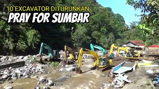 10 Unit Alat Berat Excavator Dikerahkan Membersihkan Material Longsor