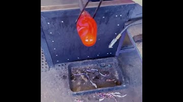 Full process of Glass Blowing Blue VASE !!!!!!