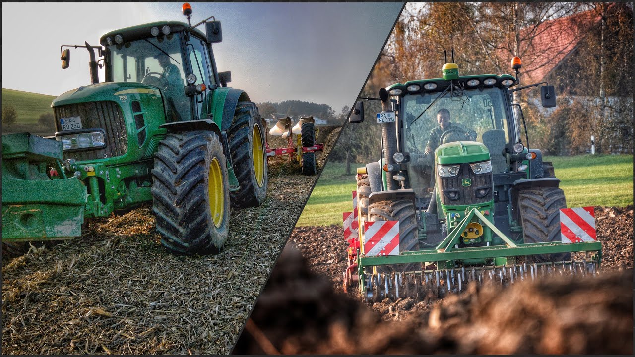 JOHN DEERE 7530 & 6150r bei der Bodenbearbeitung