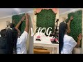 DECORATING MY NAIL ROOM | VLOG | AT HOME NAIL TECH | HOW TO DO A GRASS WALL
