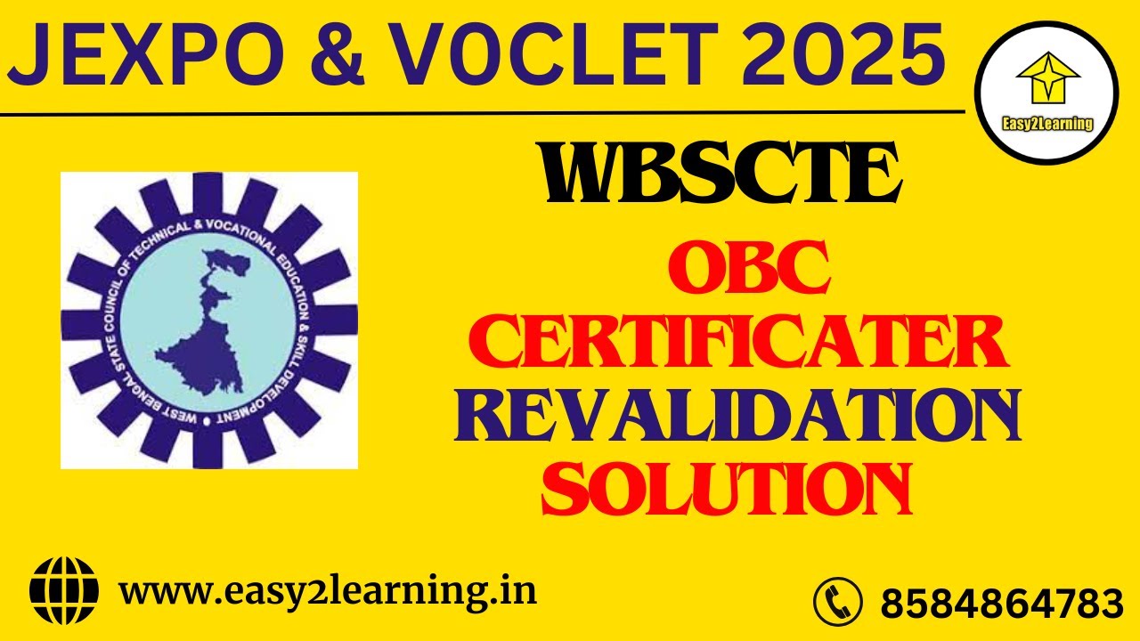 OBC CERTIFICATER REVALIDATION SOLUTION | JEXPO & VOCLET STUDEN