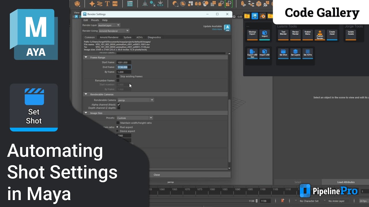 Code Gallery: Automating Shot Settings in Maya - YouTube
