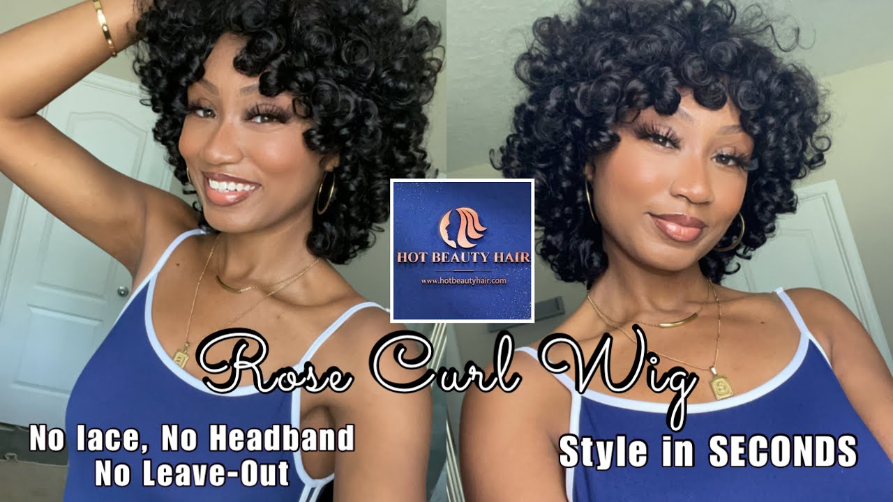 No LACE, NO HEADBAND, NO LEAVE-OUT! 10 Second Hair! HotBeauty Hair ROSE Curl Wig**Coupon Code!**