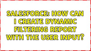 Salesforce: How can i create dynamic filtering report with the user input