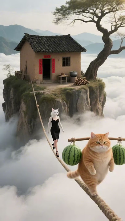 'Ngôi nhà trên vách núi '#rurallife #dawninthefield #beautifulpicture #orangecat #orangecatcouple