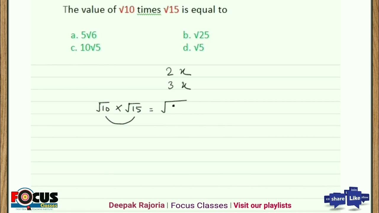 What is the value of root 10 times root 15 youtube
