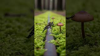MacroHero Cinema — Robber Fly: Moss Rails | Cinematic Macro (AI-assisted)