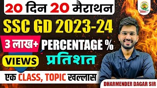 🔴Complete Percentage in One Shot (प्रतिशत) | SSC GD Exam | 20 Din 20 Marathon | Dharmender Dagar Sir