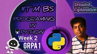 Famous IIT-M BS Programming in Python | Week 2 GRPA 1 Solution Explained" Profile