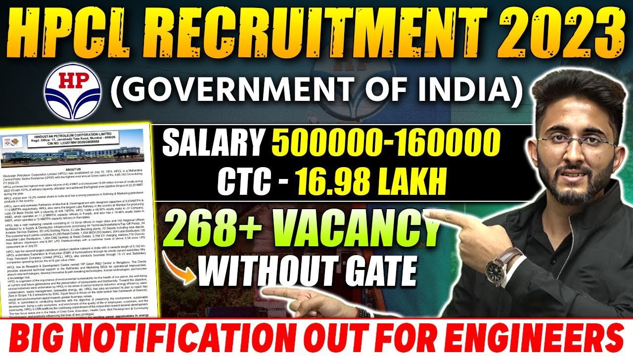 HPCL Recruitment 2023 | Officer Post | Salary -16.98 lakh CTC | Without GATE | Big Notification Out