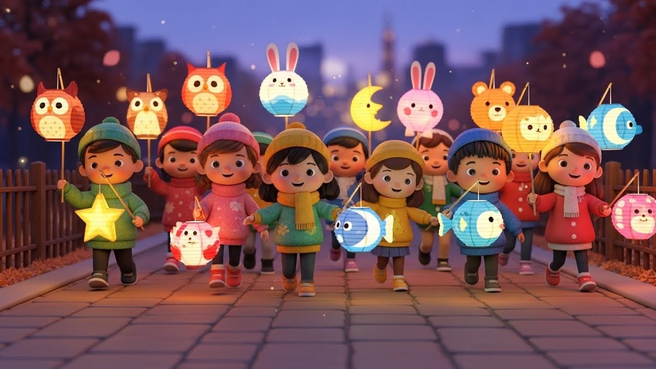 Парад маленьких фонариков | Веселый фестиваль и световая детская песенка для детей | Игривая песе...