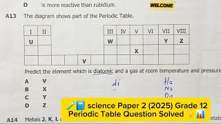 Science paper 2 2025(Chemistry) Grade 12 periodic table Question Solved 
