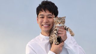 妻夫木聡、共演の子猫にメロメロ!?　一緒に遊ぶおちゃめな姿も　「LANSCOPE」新CM＆メーキング