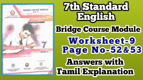 7th Standard English Bridge Course Module Worksheet-9 Page No.52 Summer Paragraph