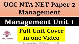 UGC NTA NET Paper 2  2022 || Management  Management Unit 1 ||  Full Unit Cover in one Video|| screenshot 4