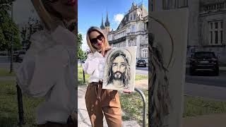 Maluję obrazy na zamówienie ❤️🎨www.szafirkowo.pl #art #jezus #malarstwo #painting #wiara #love
