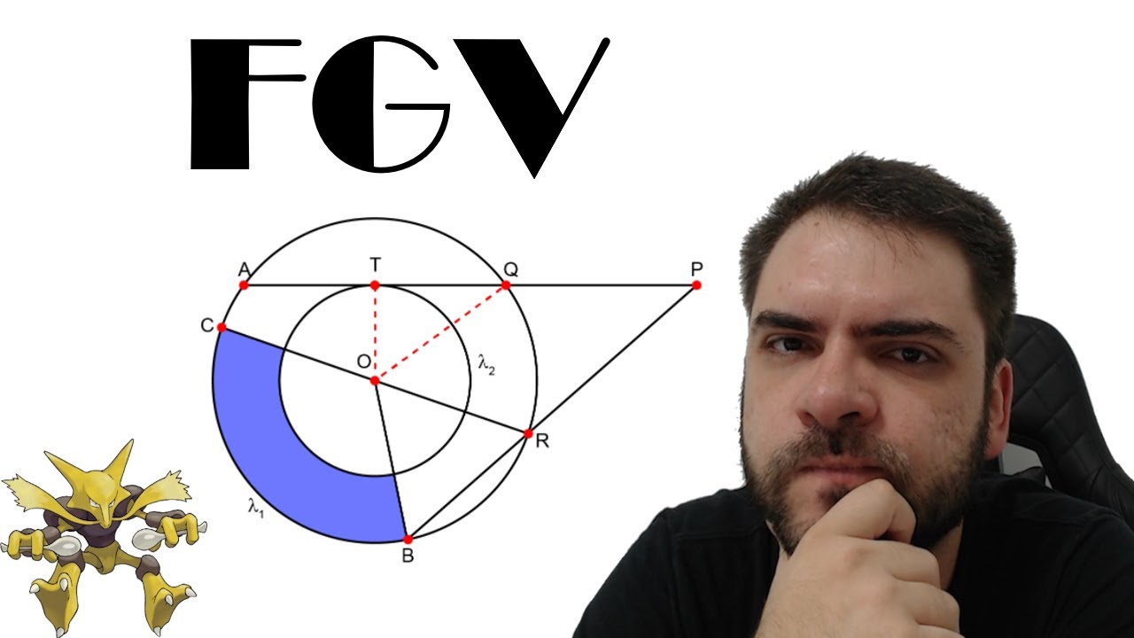 FGV/2022 No plano, as circunferências λ1, de raio 5 cm, e λ2 têm o mesmo centro O. A e B são pontos